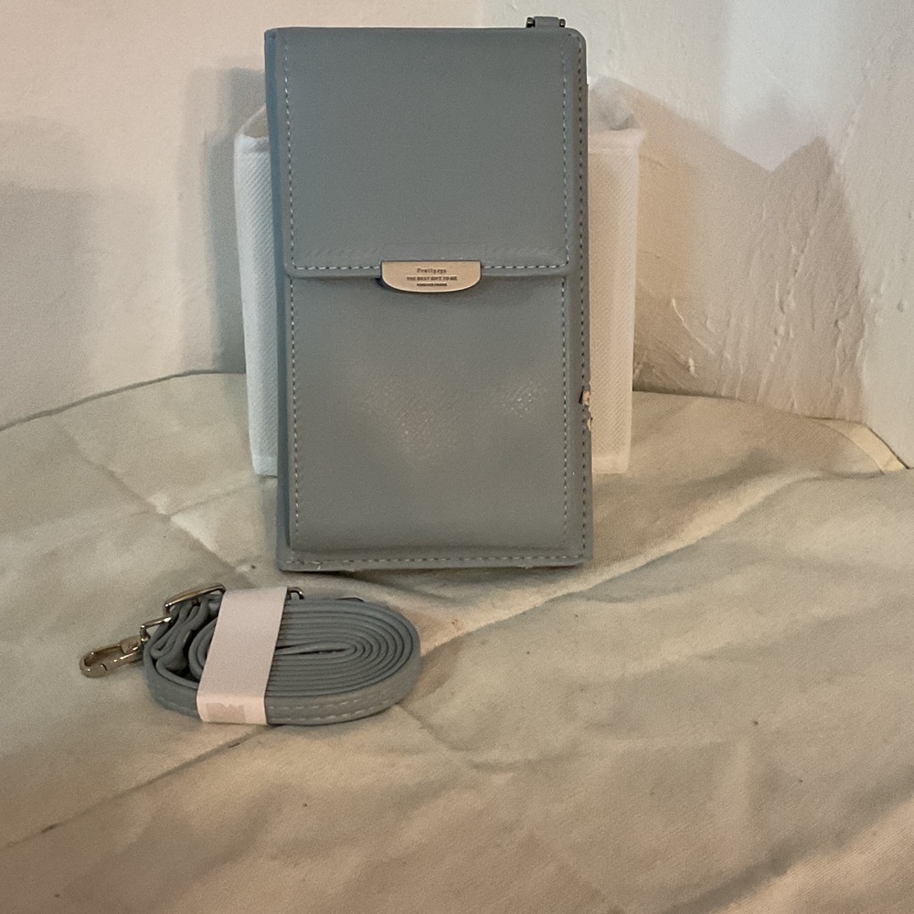 Crossbody Leather Wallet Cellphone Purse, OS, Blue